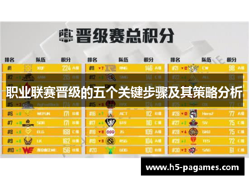 职业联赛晋级的五个关键步骤及其策略分析